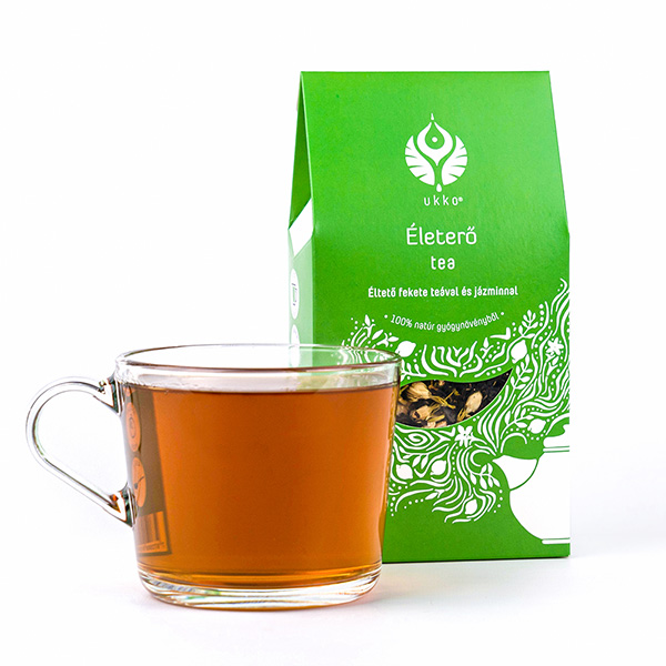 Fekete tea, jázmin virág és citromhéj keveréke, különleges csomagolásban.